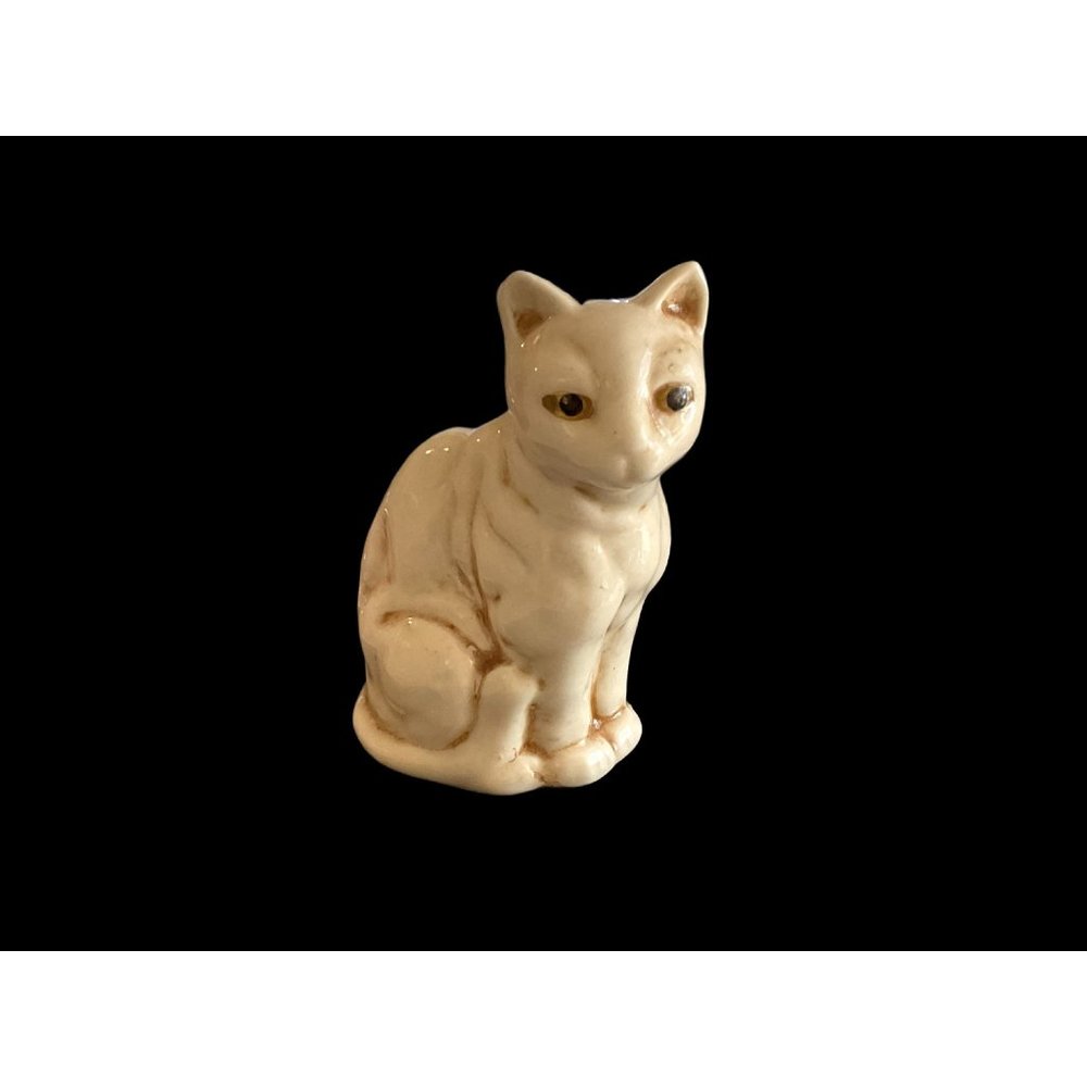 Vintage Siamese Cat Figurine Ceramic White and Brown